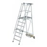 MUNK Aluminium-Podestleiter fahrbar, klappbar mit schmaler Quertraverse