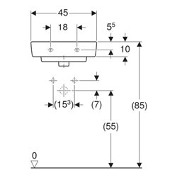 Geberit Handwaschbecken Renova Plan 45x34cm, o. Hahnl., o. ÜL, weiß KeraTect