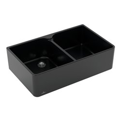 V&B Spülstein Doppelbecken 80 X m Abl.garn, Handbetätigung, pure black