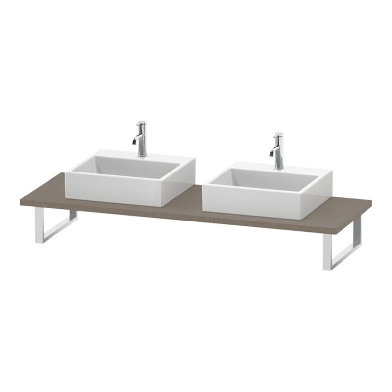 Duravit Konsole L-Cube 80-200x55cm, 2 Ausschn, Stär 3cm, leinen
