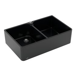 V&B Spülstein Doppelbecken 80 X m Abl.garn, Exzenter, pure black