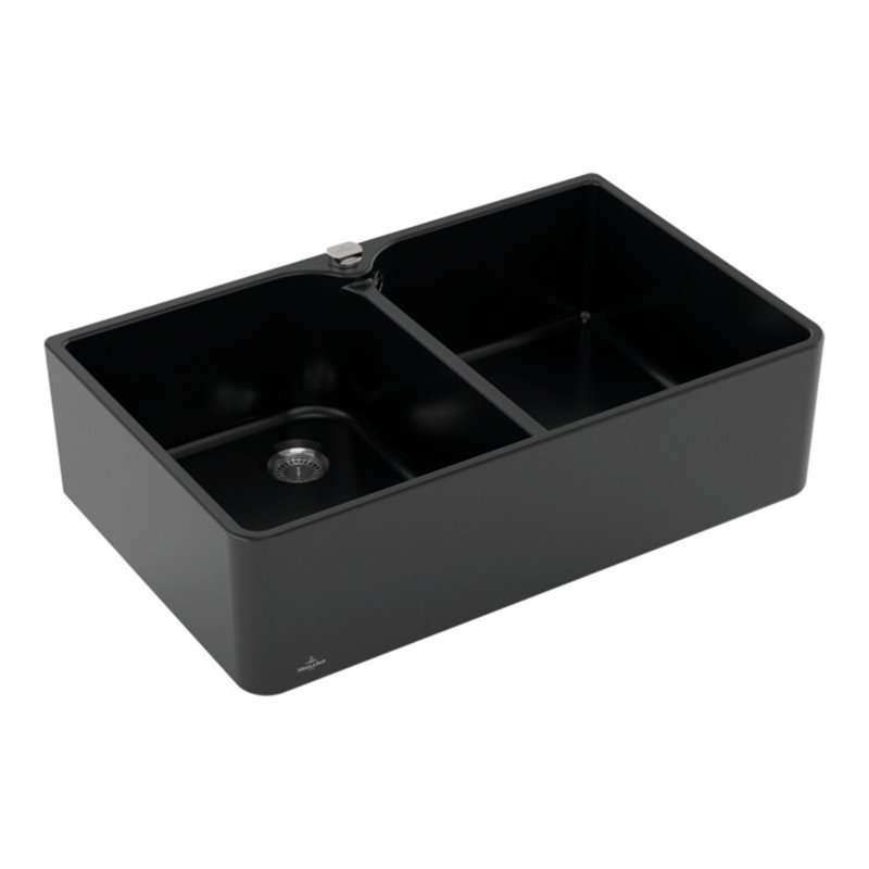 V&B Spülstein Doppelbecken 80 X m Abl.garn, Exzenter, pure black