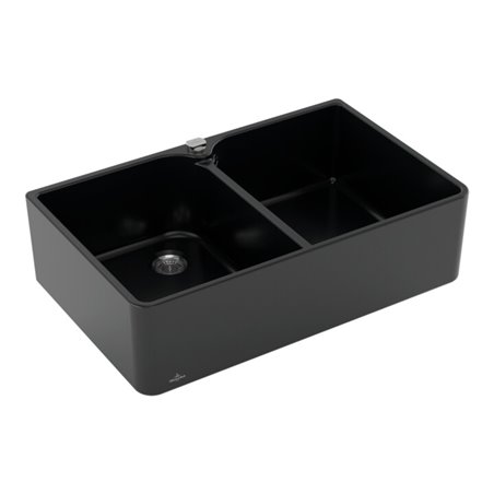 V&B Spülstein Doppelbecken 80 X m Abl.garn, Exzenter, pure black