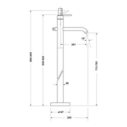 Duravit Fertigmontageset Balcoon UP-WA.-EHM, A 201mm, bodenst., ch hgl