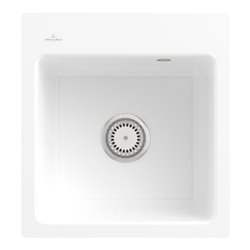 V&B bündige Spüle Subway 45 XS Flat mit Ablaufgarnitur, Handbetätigung, weiß