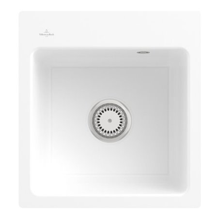 V&B bündige Spüle Subway 45 XS Flat mit Ablaufgarnitur, Handbetätigung, weiß