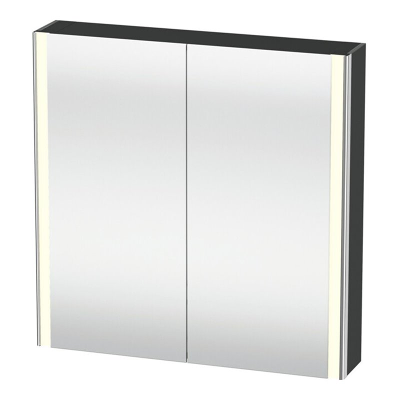 Duravit Uni-Spiegelschrank XSquare Steckd. F 80x80x15,5cm, gra ma, 2 Tür, LED, wandhängend