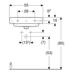 Geberit Waschtisch Renova Plan 55x44cm, o. Hahnl., ohne Überlauf, weiß