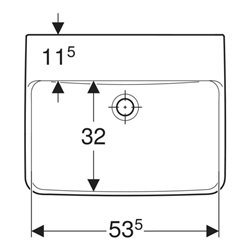 Geberit Waschtisch Renova Plan 55x44cm, o. Hahnl., ohne Überlauf, weiß