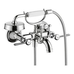 hansgrohe Zwei-Griff-Spültischarmatur Axor Montreux AP, Ausl. 224mm, m Hebelgr., brush. ni.