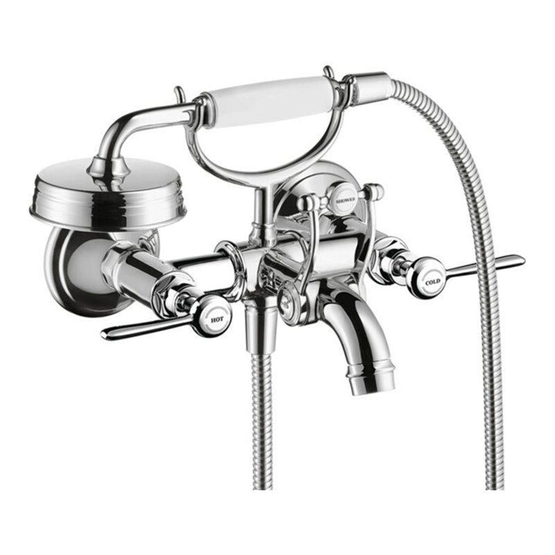 hansgrohe Zwei-Griff-Spültischarmatur Axor Montreux AP, Ausl. 224mm, m Hebelgr., brush. ni.
