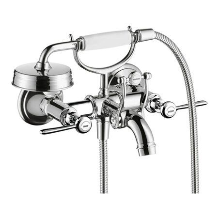 hansgrohe Zwei-Griff-Spültischarmatur Axor Montreux AP, Ausl. 224mm, m Hebelgr., brush. ni.