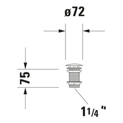 Duravit Schaftventil d 72mm, f WT o. ÜL, Bronze gebürstet