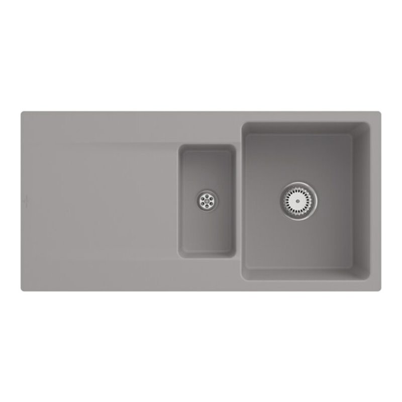 V&B bündige Spüle Siluet 60 R Flat m Ablaufgarnitur, Handbetätigung, fossil