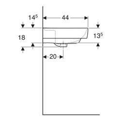 Geberit Waschtisch Renova Plan 55x44cm, o. Hahnl., o. ÜL, weiß KeraTect
