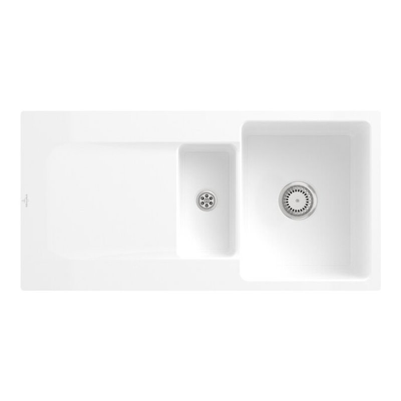 V&B bündige Spüle Siluet 60 R Flat m Abl.garn, Handbetätigung, snow white