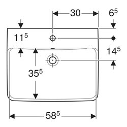 Geberit Waschtisch Renova Plan 60x48cm, Hahnl. mit., mit Überlauf, weiß