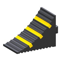 Schake Radkeil schwarz mit drei gelben Streifen, 285 x 155 x 185 mm