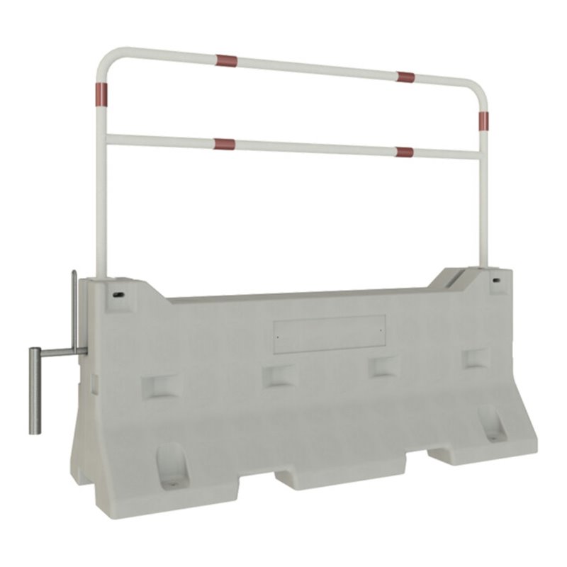 Schake Betonleitwand SET 3, mit Querholm, feuerverzinkt und weiß beschichtet mit rot reflektierenden Streifen (Art.-Nr. 465_64B)