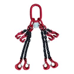 Schake Kettengehänge 4-strang, Breite 10 mm, Länge 4 m, mit Verkürzungshaken