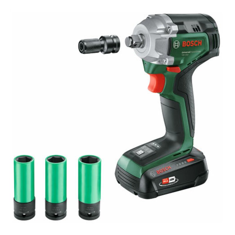 Bosch Akku-Drehschlagschrauber UniversalImpactDrive 18V-350 + 3 x Steckschlüssel