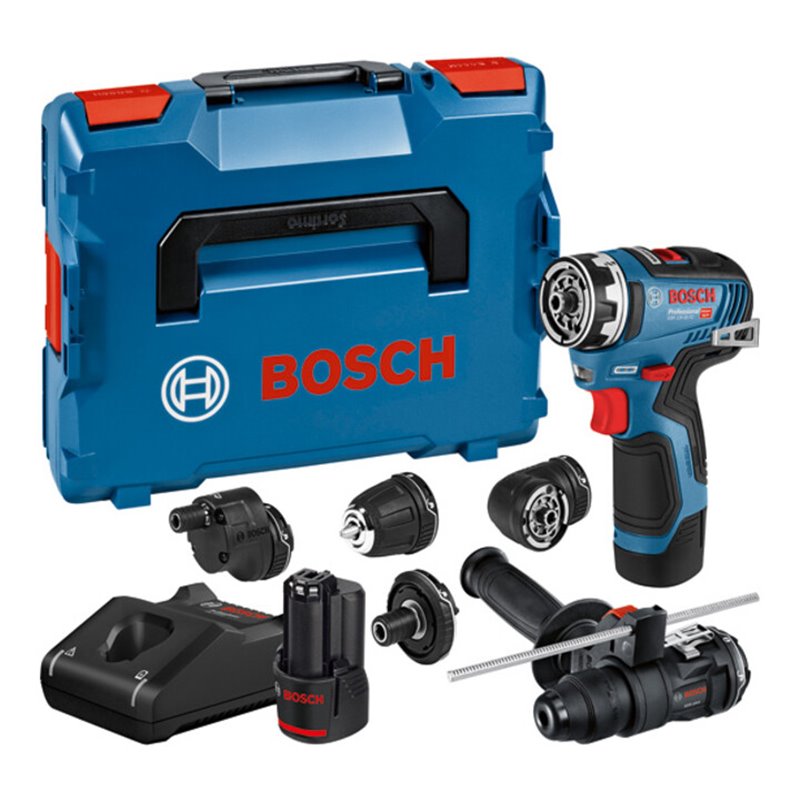 Bosch Akku-Bohrschrauber GSR 12V-35 FC, 2 x Akku GBA 12V 3.0Ah, 5 x Aufsätze in L-BOXX