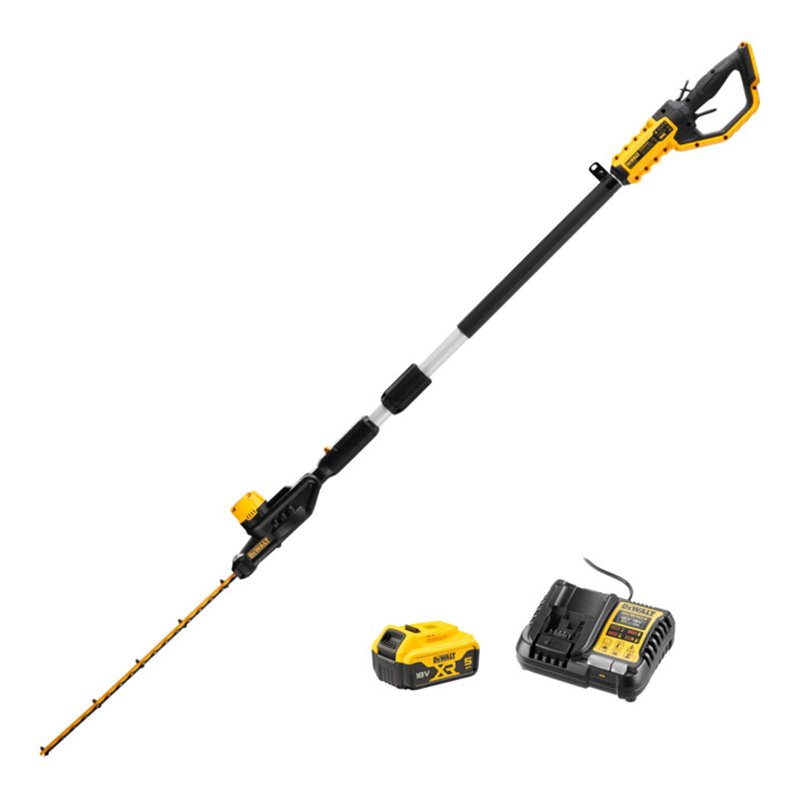 Set DeWalt Akku-Stabheckenschere 18V + Akku 5Ah + Ladegerät 4A