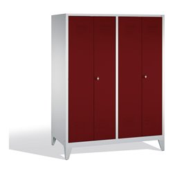 C+P Doppelspind Classic auf Füßen 4 Abteile Front Rubinrot Korpus Lichtgrau