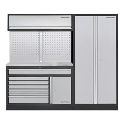 Kraftwerk MOBILIO 2er Kombi breit, Lochwand, 2t Hochschrank, Edelstahl