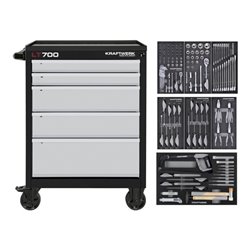 Kraftwerk LT700 Werkstattwagen, 5 Schubladen, BASIC, 151-tlg.