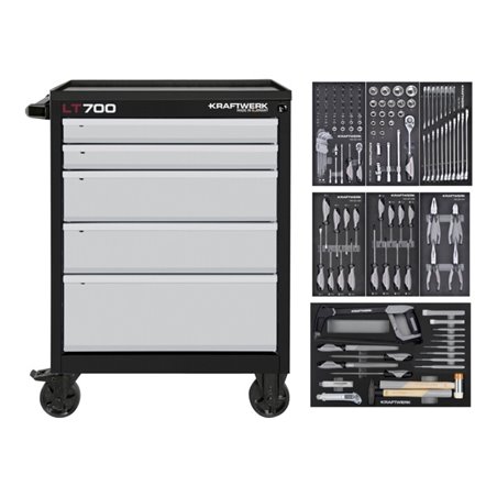 Kraftwerk LT700 Werkstattwagen, 5 Schubladen, BASIC, 151-tlg.