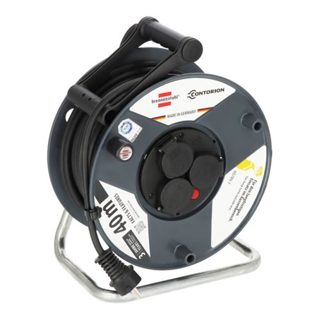 Brennenstuhl x Contorion Kabeltrommel 40m IP44 ( 3 Schutzkontakt-Steckdosen, Baustelleneinsatz, Made in Germany)