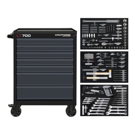 Kraftwerk LT700 Werkstattwagen, 7 Schubladen, BASIC, ant, 259-tlg.