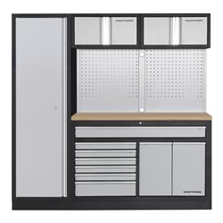 Kraftwerk MOBILIO 2er Kombi breit, Lochwand, 1t Hochschrank, Buche