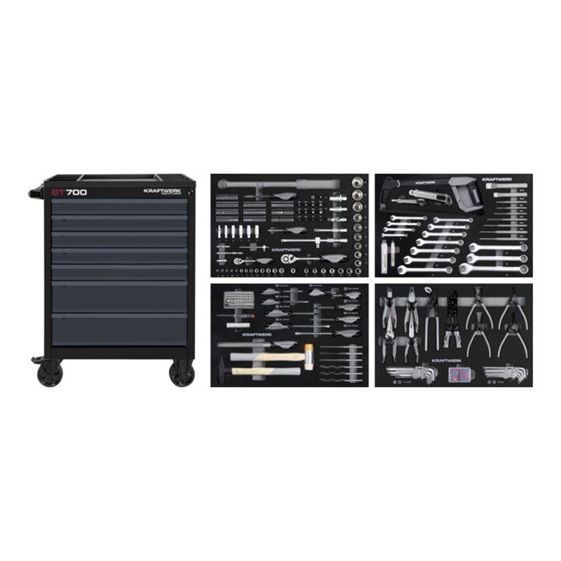 Kraftwerk BT700 Werkstattwagen, 7 Schubladen, BASIC, ant, 337-tlg.