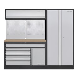 Kraftwerk MOBILIO 2er Kombi breit, Lochwand, 2t Hochschrank, Buche