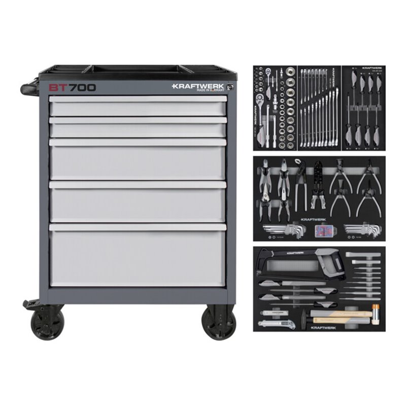 Kraftwerk BT700 Werkstattwagen, 5 Schubladen, BASIC , 173-tlg.
