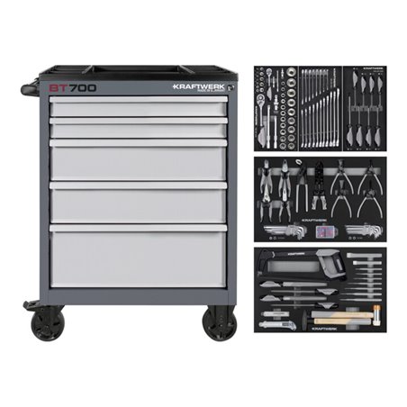 Kraftwerk BT700 Werkstattwagen, 5 Schubladen, BASIC , 173-tlg.