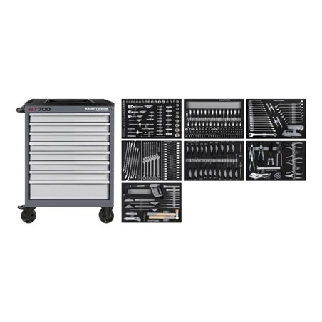 Kraftwerk BT700 Werkstattwagen, 8 Schubladen, BASIC, 351-tlg.