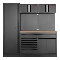 Kraftwerk MOBILIO BLK 2er Kombi breit, Lochwand, Buche