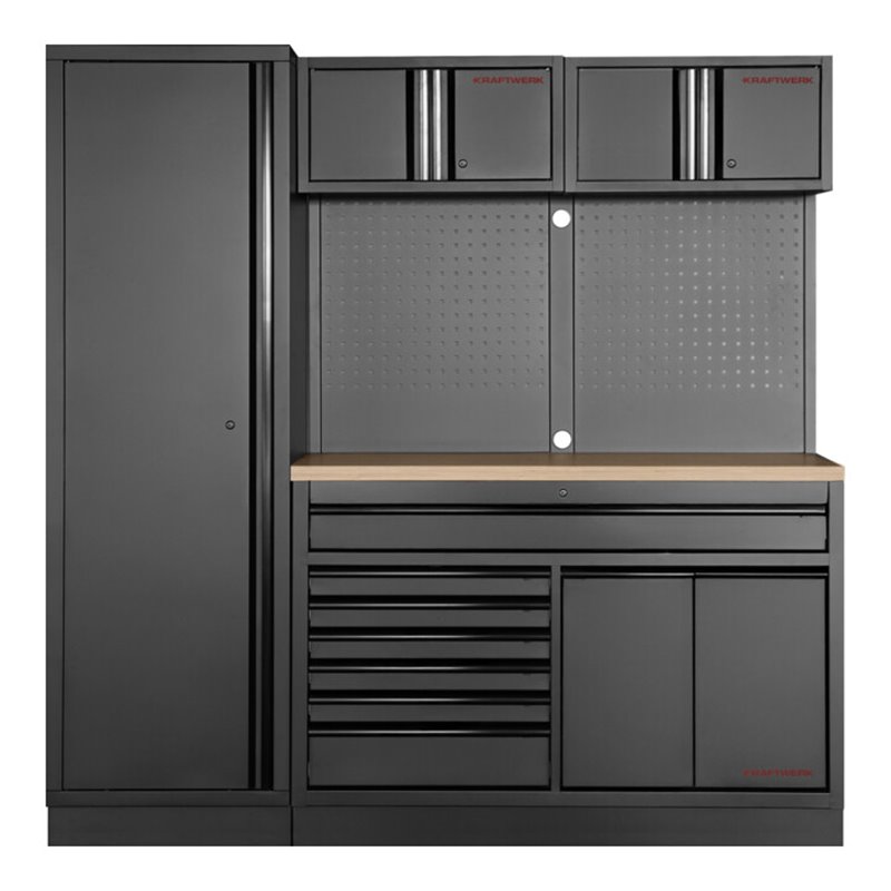 Kraftwerk MOBILIO BLK 2er Kombi breit, Lochwand, Buche