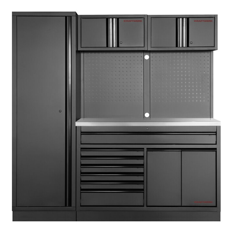 Kraftwerk MOBILIO BLK 2er Kombi breit, Lochwand, Edelstahl