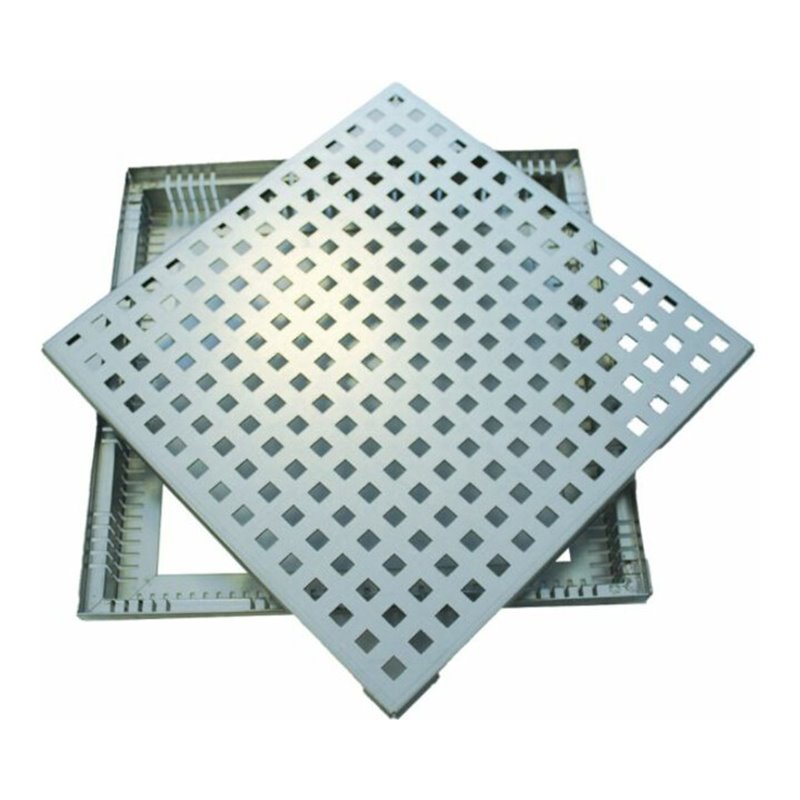 Kantfuchs24 Terrassenrost Pro Style, Auffangwanne + Trittblech, MAGNELIS Stahl RAL9006, 400 x 400 x 50mm