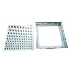 Kantfuchs24 Terrassenrost Pro Style, Auffangwanne + Trittblech, MAGNELIS Stahl RAL9006, 400 x 400 x 50mm