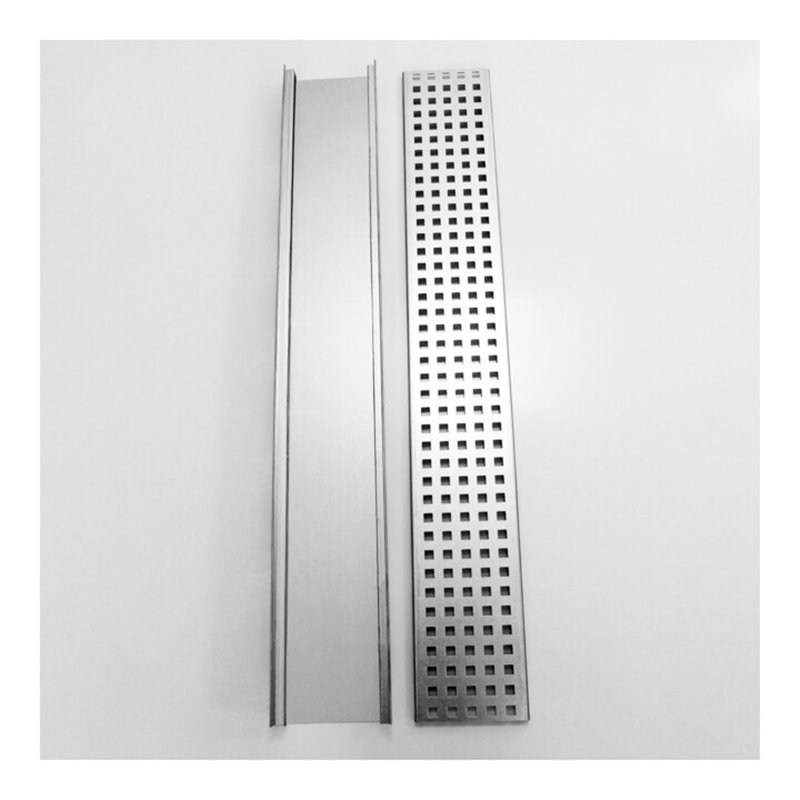 Kantfuchs24 Entwässerungsrinne Pro Style, Wasserrinne (geschlossen) + Trittblech, MAGNELIS Stahl Natur, 1000 x 150 x 50mm