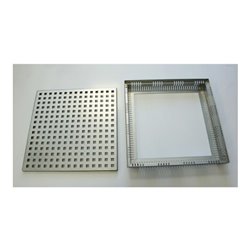 Kantfuchs24 Terrassenrost PRO Style, Auffangwanne + Trittblech, MAGNELIS Stahl Natur, 400 x 400 x 50mm