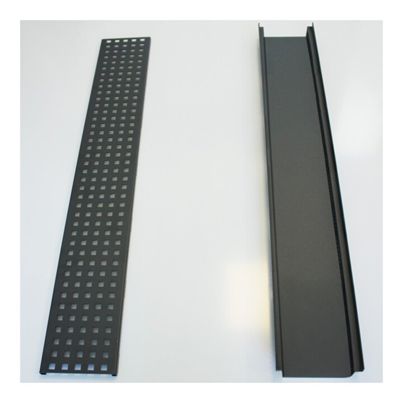 Kantfuchs24 Entwässerungsrinne Pro Style, Wasserrinne (geschlossen) + Trittblech, MAGNELIS Stahl RAL-7016, 1000 x 150 x 50mm