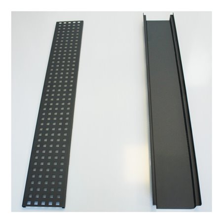 Kantfuchs24 Entwässerungsrinne Pro Style, Wasserrinne (geschlossen) + Trittblech, MAGNELIS Stahl RAL-7016, 1000 x 150 x 50mm