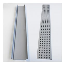 Kantfuchs24 Entwässerungsrinne Pro Style, Wasserrinne (geschlossen) + Trittblech, MAGNELIS Stahl RAL-9006, 1000 x 150 x 50mm