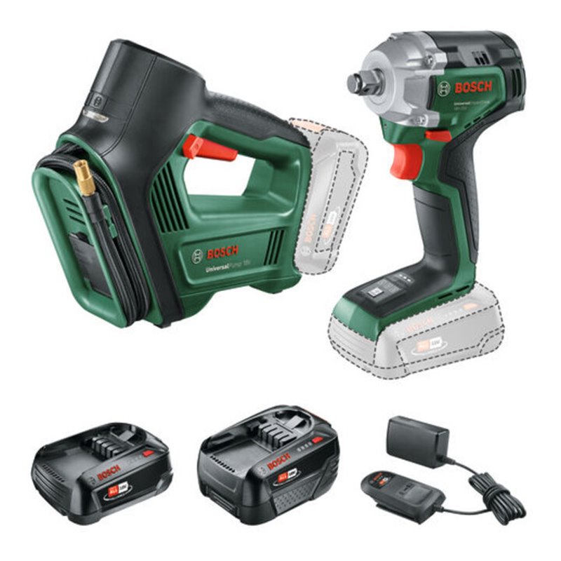 Bosch Combo Kit 18VUniversalImpactDrive+UniversalPump, 1x PBA 18V 2.0Ah+PBA 18V 4.0Ah